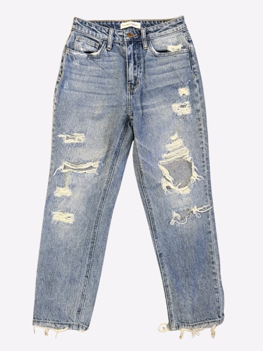 Flying Monkey Distressed Ripped Jeans Womens Sz 24 100% Cotton Light Wash